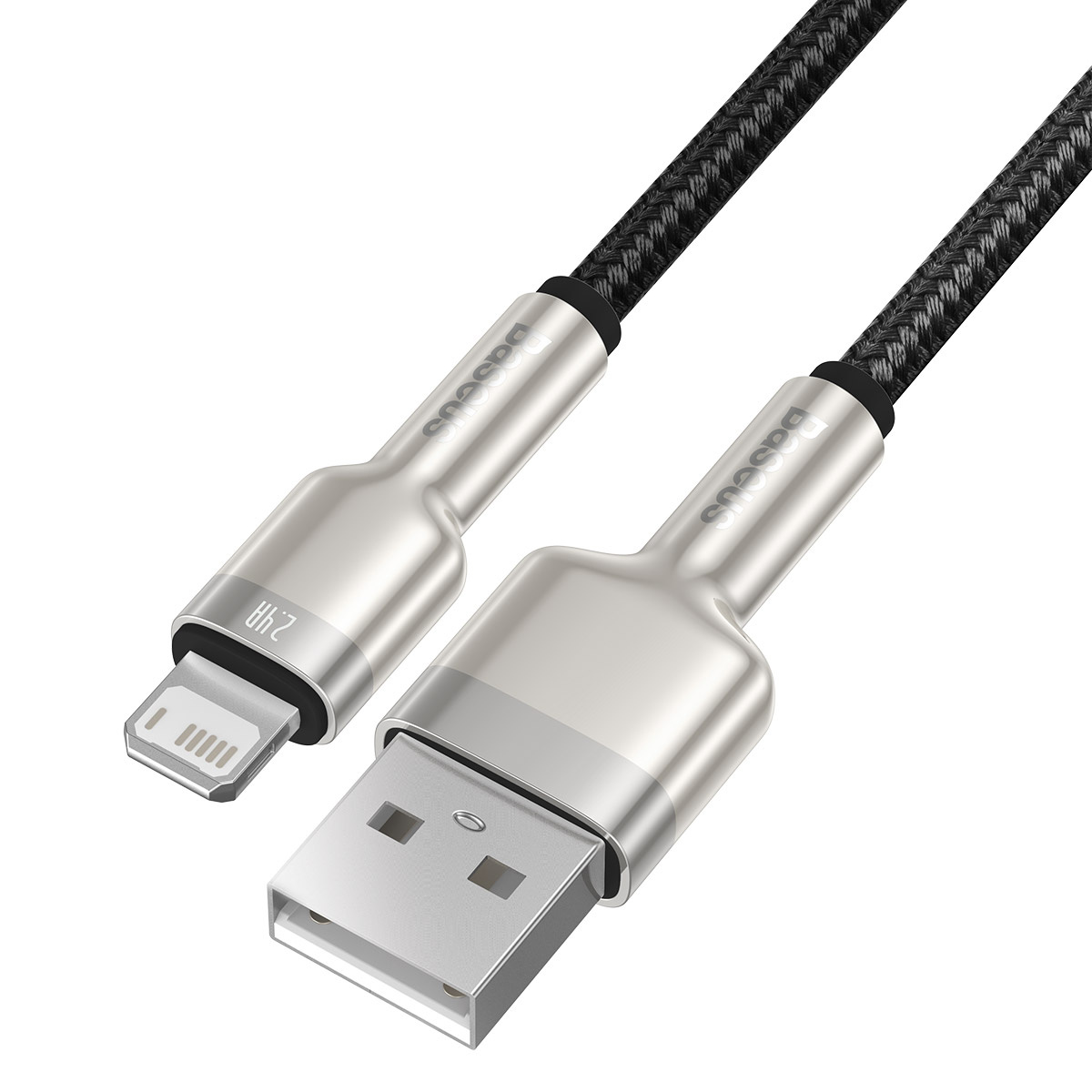 USB cable for Lightning Baseus Cafule, 2.4A, 0,25m (black) - Image 4