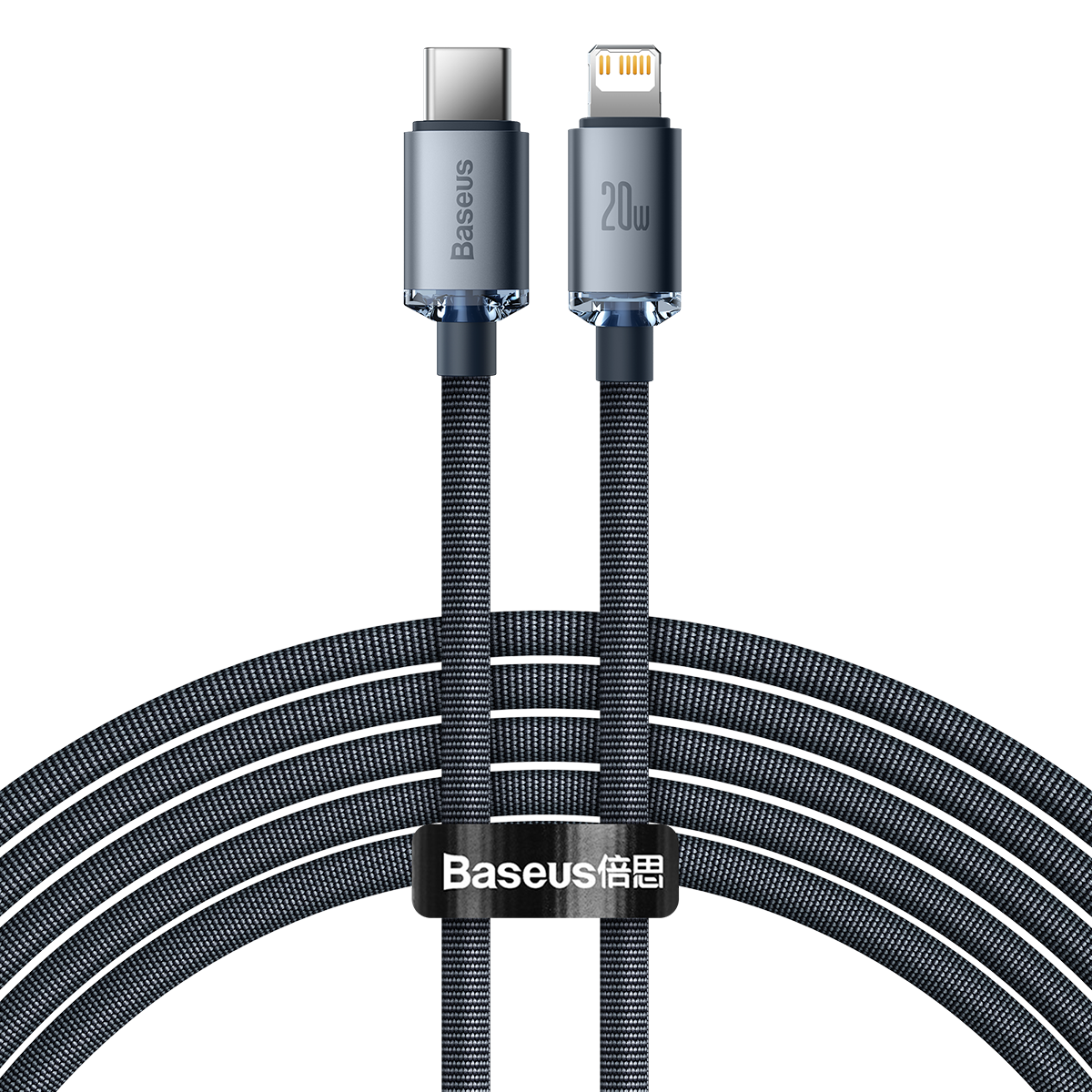 Baseus Crystal Shine cable USB-C to Lightning, 20W, PD, 2m (black) - Image 3