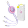 Baseus Bright Mirror 3, USB 3-in-1 cable for micro USB / USB-C / Lightning 66W / 2A 1.1m (Purple)