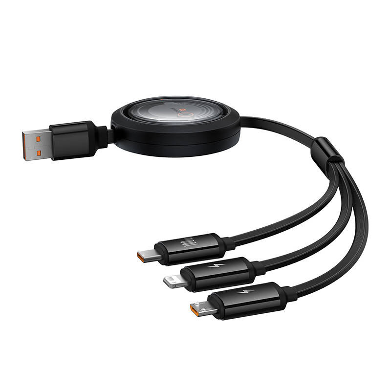 3-in-1 Baseus Free2Draw USB to M+L+C 100W cable, 1.1 m (black) - Image 3