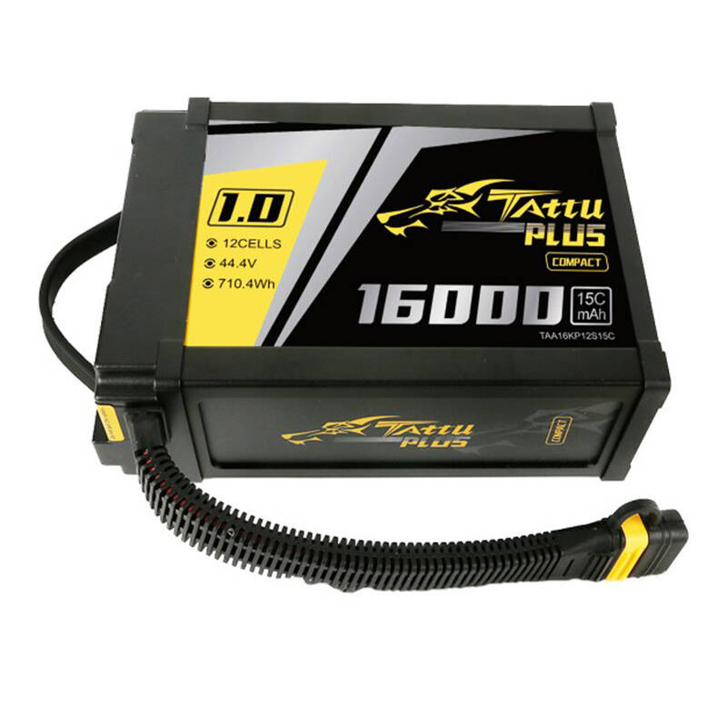 Tattu Plus 1.0 Compact version 16000mAh 12S 15C 44.4V Lipo battery pack with AS150U Plug