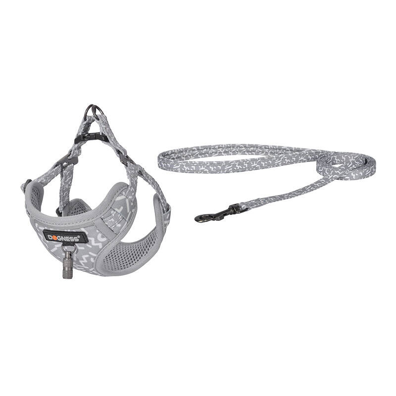 Dog set Dogness harness and leash (Light Grey)