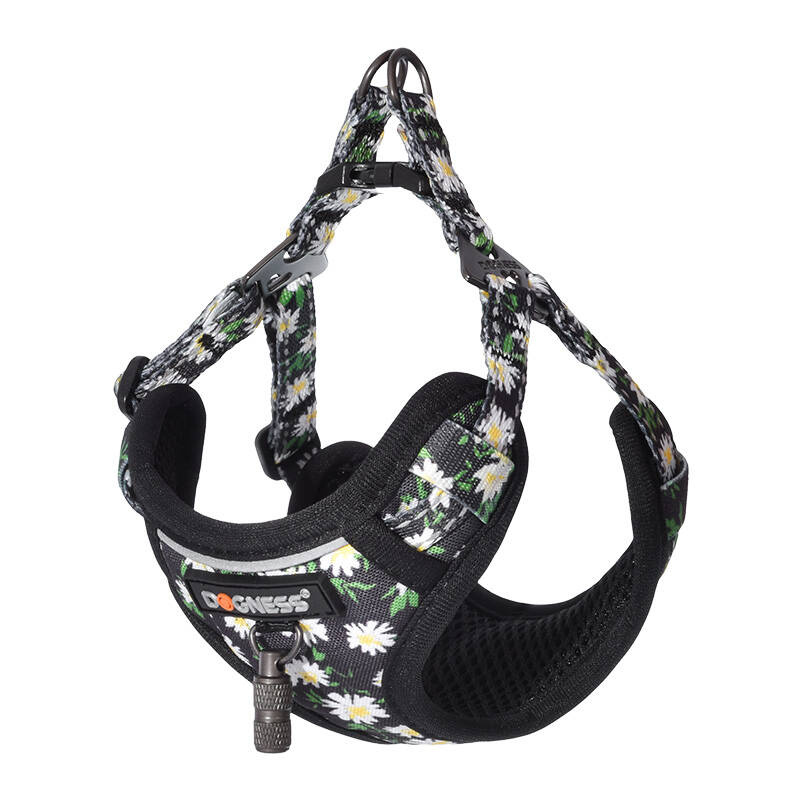 Dog set Dogness harness and leash (Daisy Black) - Image 3