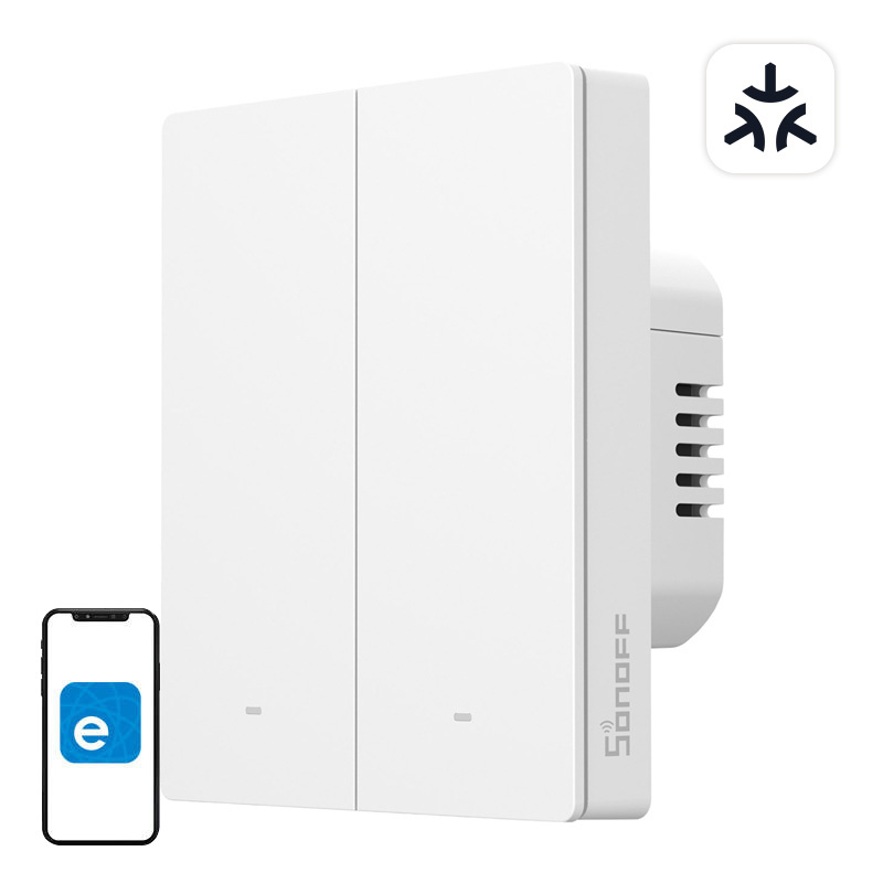 Smart wall switch SONOFF M5-2C-80W Matter (2-channel, to frame)