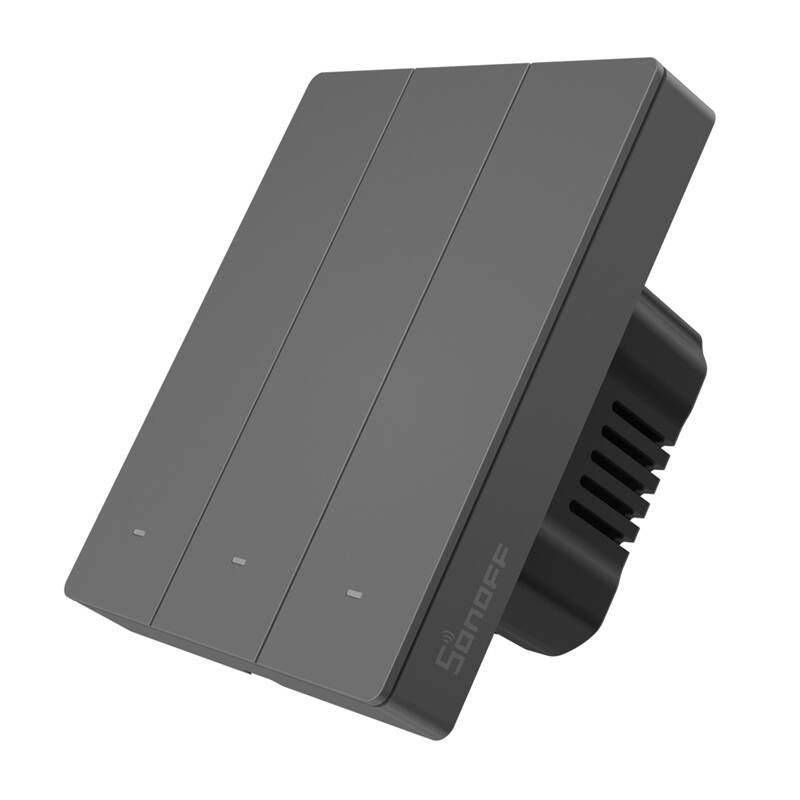 Smart WiFi wall switch SONOFF M5-3C-80 (3-channel, for frame, graphite) - Image 3