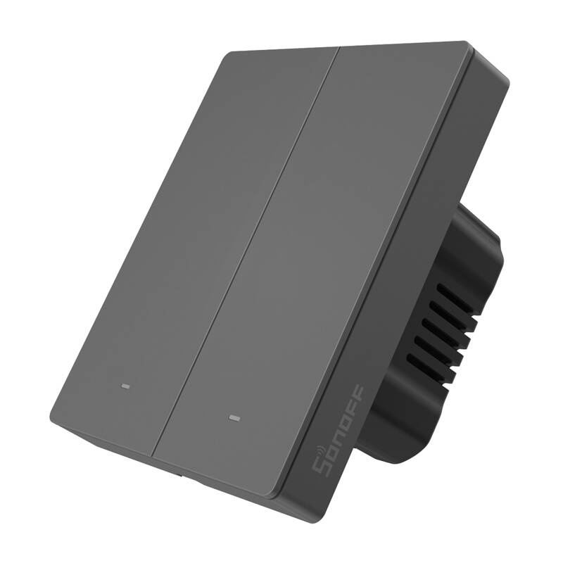 Smart WiFi wall switch SONOFF M5-2C-80 (2-channel, for frame, graphite) - Image 3