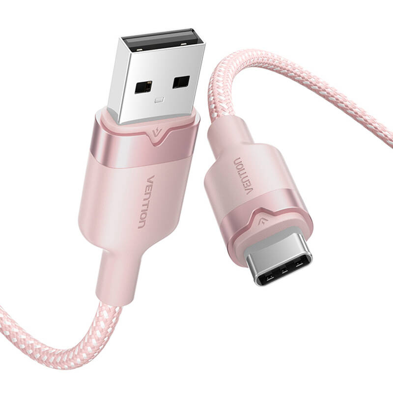 USB 2.0 A to USB-C 3A cable Vention CTNPH 2M (pink) - Image 3