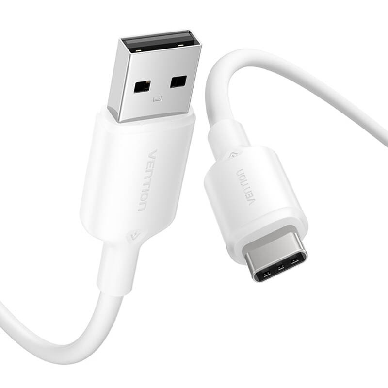 USB 2.0 A to USB-C 3A cable Vention CTQWF 1M (white) - Image 3