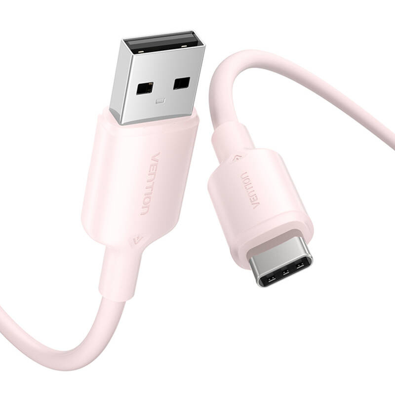 USB 2.0 A to USB-C 3A cable Vention CTQPH 2M (pink) - Image 3