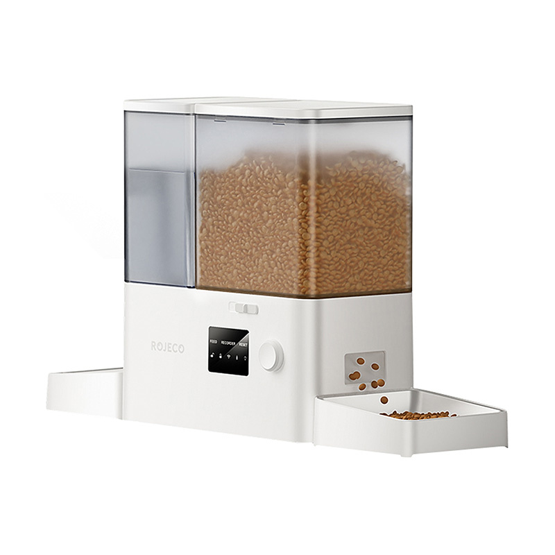 Rojeco New 2 in 1 Pet Water Fountain & Feeder WiFi (white)