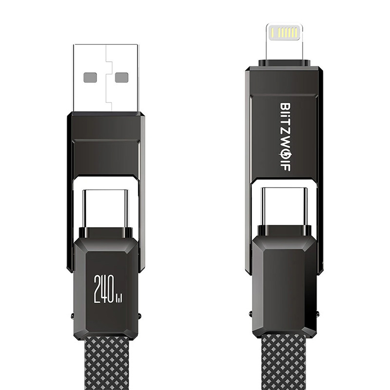 Blitzwolf BW-HDC7 4-in-1 USB+C+Lightning cable 240W 1.2m (black)