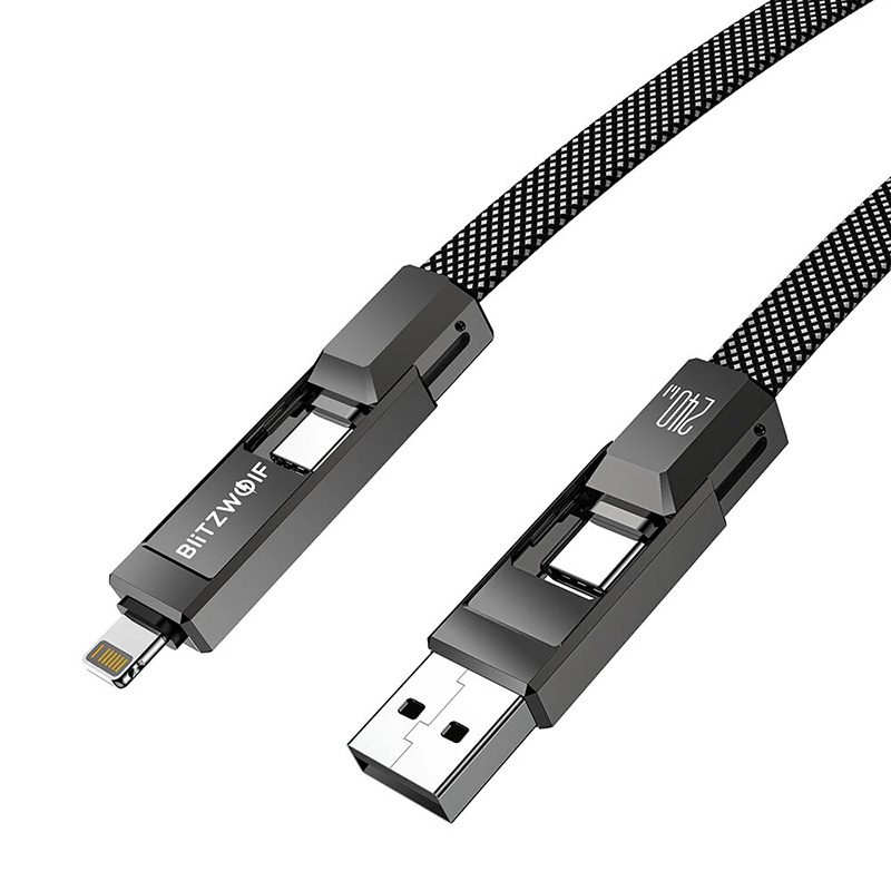 Blitzwolf BW-HDC7 4-in-1 USB+C+Lightning cable 240W 1.2m (black) - Image 4