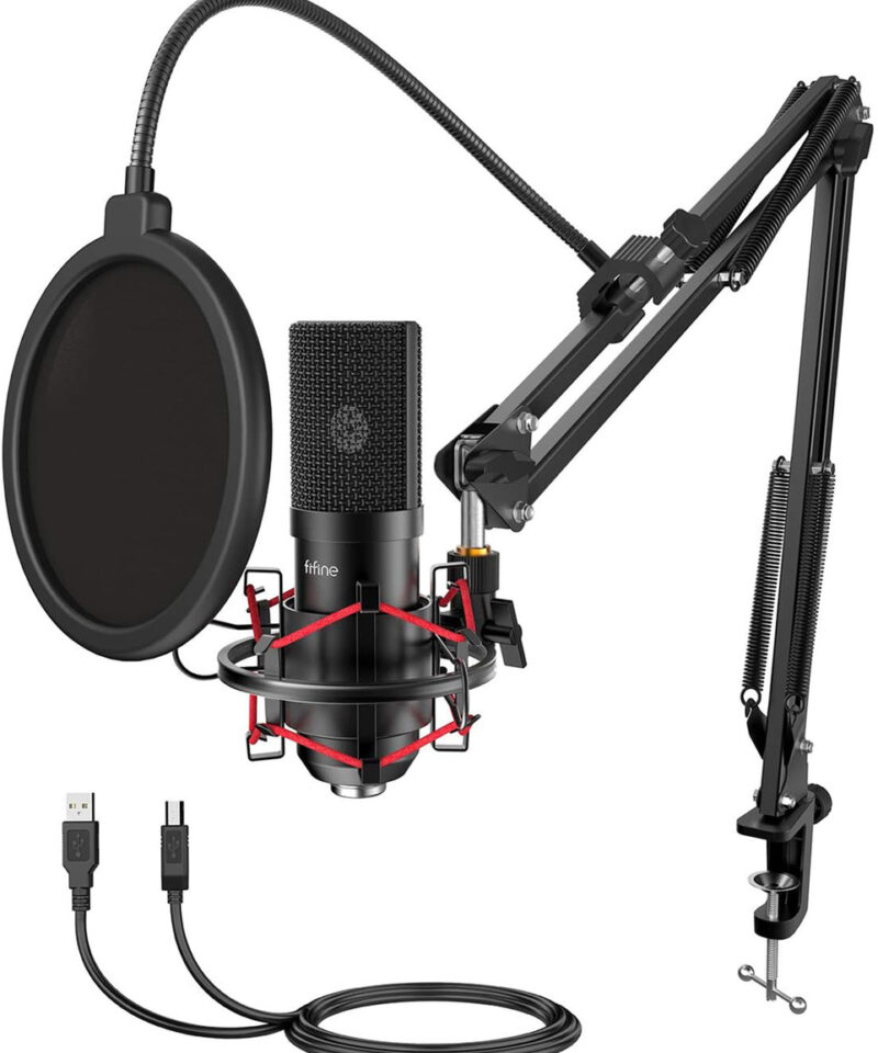 Condenser microphone with tripod Fifine T732 (black)