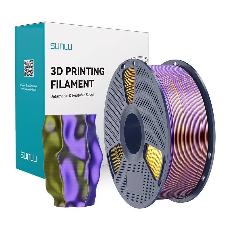 Sunlu PLA+ Silk Tri-Color Filament (Black, Gold, and Purple)