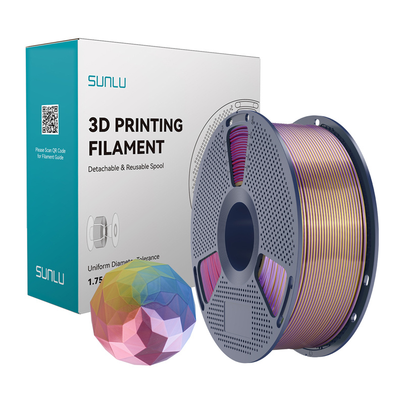 Sunlu PLA+ Silk Forth-Color Filament (blue-purple-red-gold)